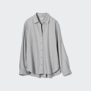 Uniqlo Soft Brushed Long Sleeve Button Down Shirt Gray XS